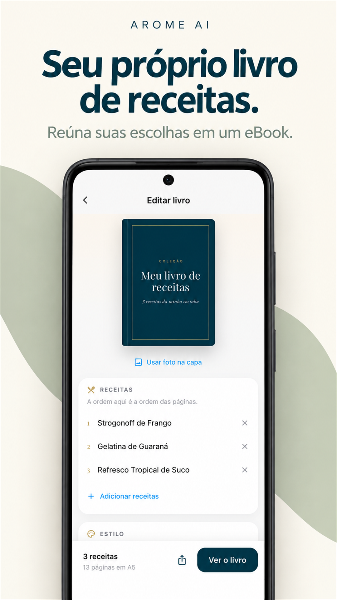 Seu livro de receitas no Arome AI